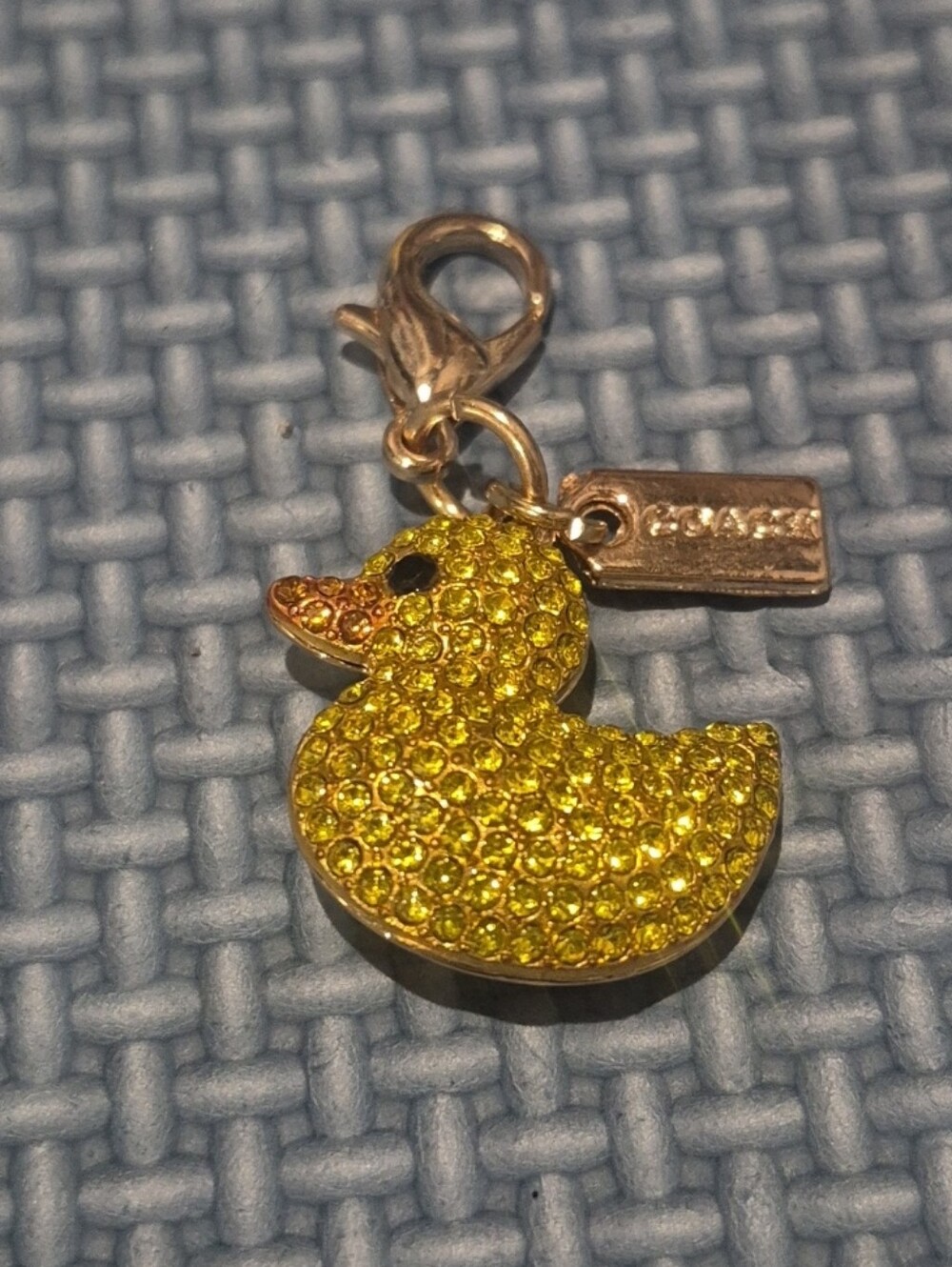 MINI Coach Yellow Crystal Duck Charm with Gold-Tone Clip Repurposed